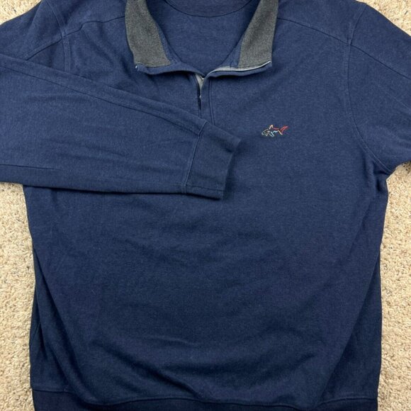 Greg Norman Sweater Mens XL 1/4 Zip Golf Long Sleeve Blue Pullover w Shark Logo - Picture 4 of 9